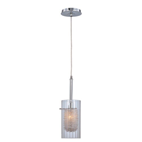 Lite Source Caldwell Chrome Industrial Clear Glass Cylinder Pendant
