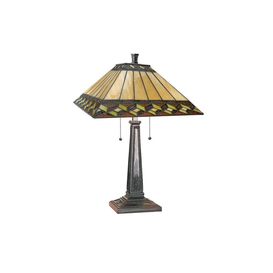 Lite Source 24in Bronze Indoor Table Lamp with TiffanyStyle Shade at