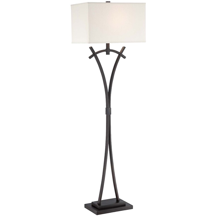 Lite Source Madeleine 60 In Dark Bronze Floor Lamp With Fabric Shade
