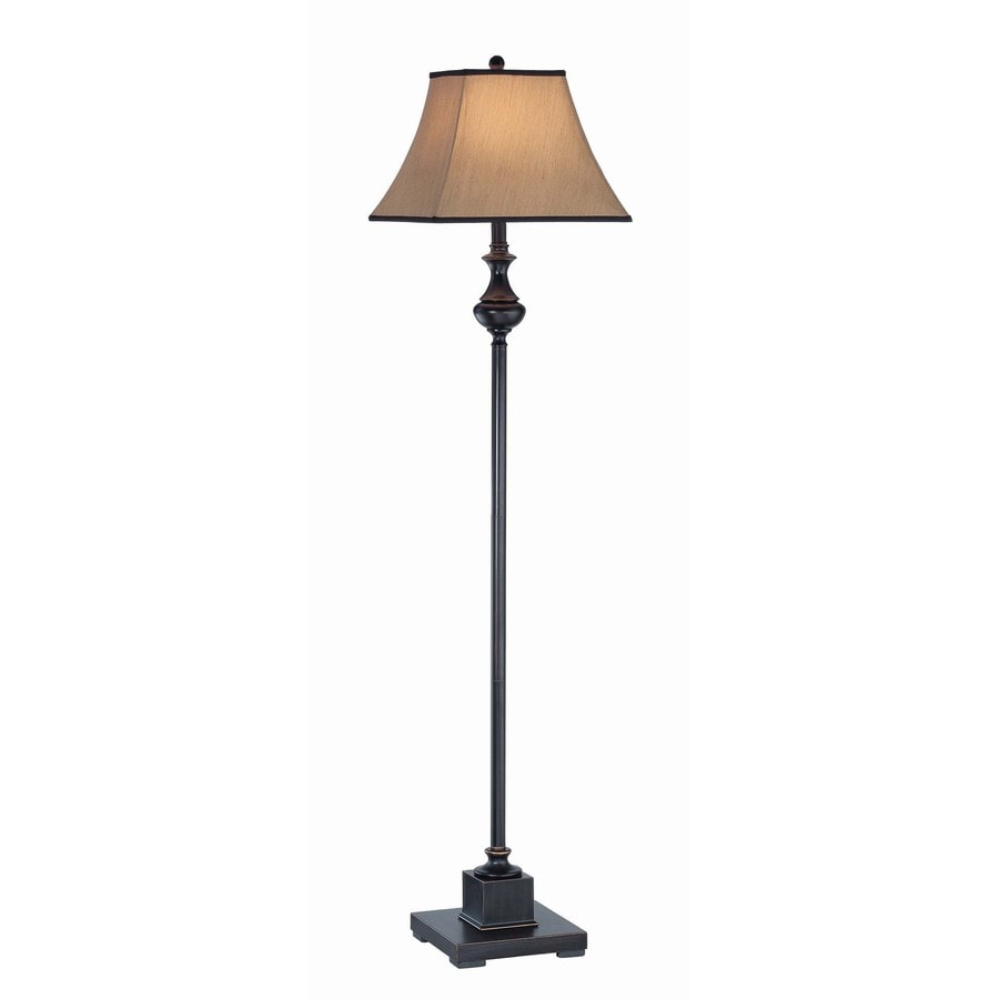 Lite Source 58.5-in Dark Bronze 3-Way Floor Lamp with Fabric Shade at
