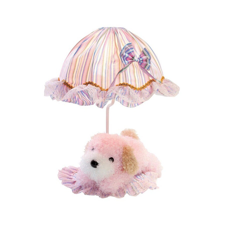 Lite Source TABLE LAMP - PINK DOG/STRIPED FABRIC SHADE, E27 TYPE B 40W ...