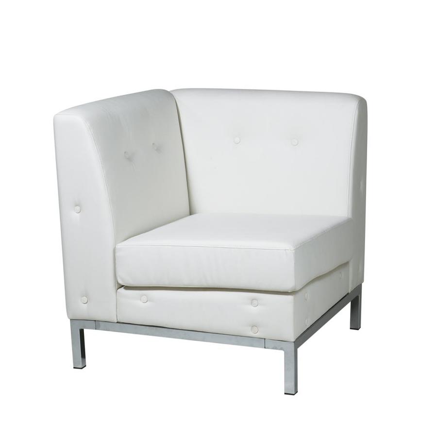 OSP Home Furnishings Wall Street Modern White Faux Leather Corner Chair
