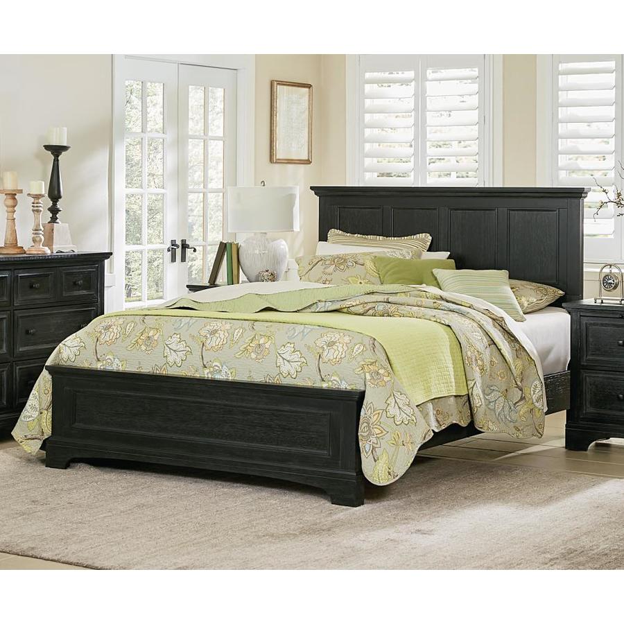 OSP Home Furnishings Farmhouse Basics Rustic Black Queen Bed Frame at