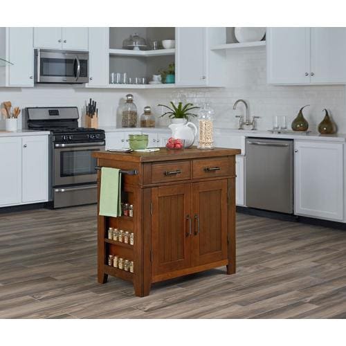 OSP Home Furnishings Brown Wood Base with MDF Wood Top Kitchen Island