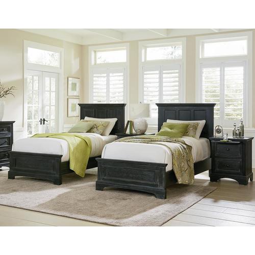 OSP Home Furnishings Farmhouse Basics Rustic Black Twin Bedroom Set at