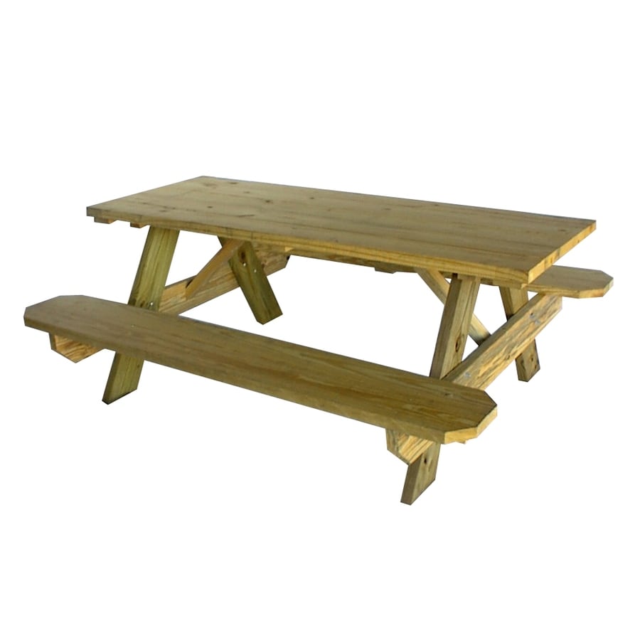 Shop 72-in Brown Southern Yellow Pine Rectangle Picnic 