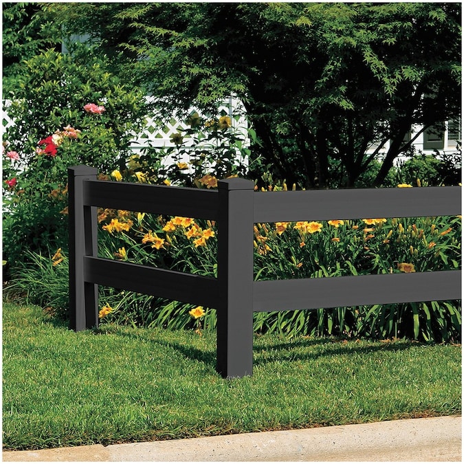 Outdoor Essentials 2Rail Black Vinyl Ranch Rail Post 5in x 5in x5ft in the Metal Fence