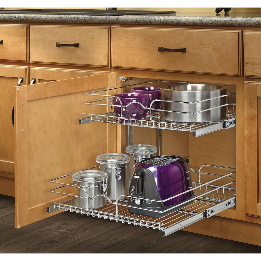 Rev-A-Shelf 20.75-in W x 19-in H Metal 2-Tier Pull Out Cabinet Basket ...