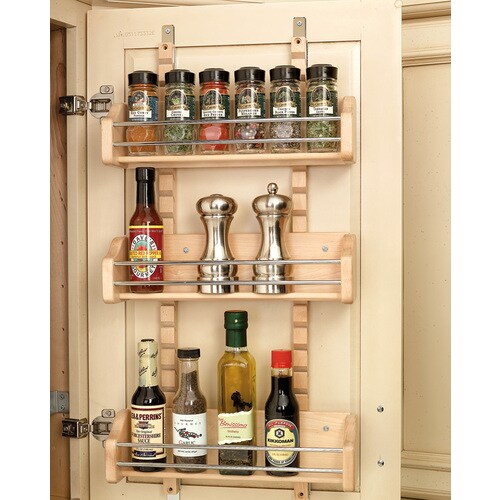 RevAShelf 13.125in W x 25in H Door/Wall Mount Wood Spice Rack at