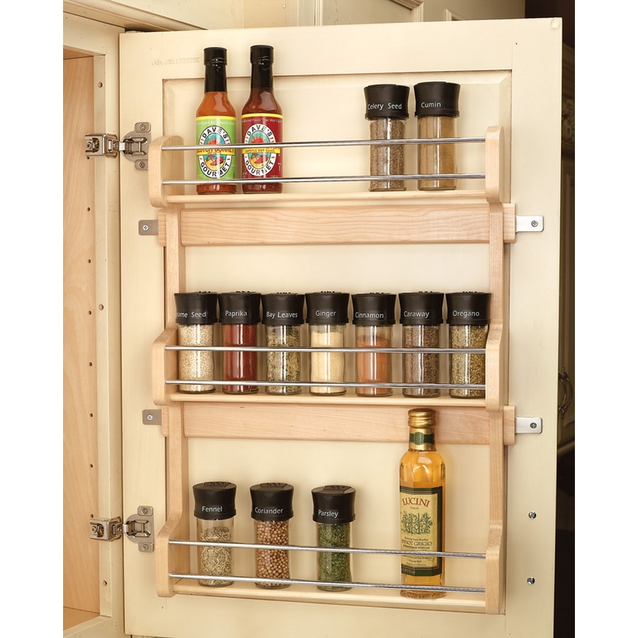 Rev-A-Shelf 15.62-in W x 21.5-in-Tier Door/Wall Mount Wood Spice Rack ...