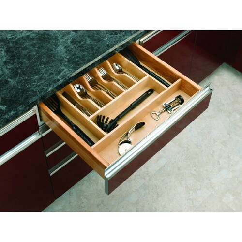 RevAShelf Tall Wood Cutlery Tray Insert in the Drawer Organizers