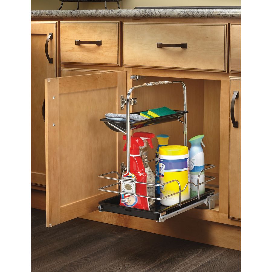 Rev A Shelf 11 25 In W X 19 5 In H 1 Tier Metal Cleaning Caddy At