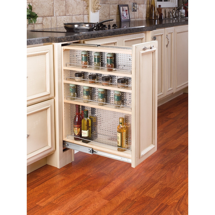 Rev A Shelf 9 In W X 30 In H 4 Tier Mounted Wood Spice Rack At