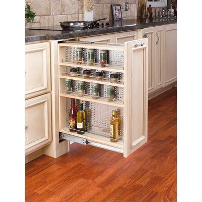 Rev A Shelf 9 In W X 30 In H 4 Tier Mounted Wood Spice Rack At