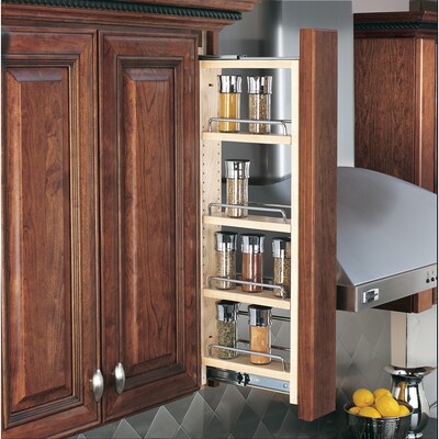 Rev A Shelf 3 In W X 36 In H 4 Tier Mounted Wood Spice Rack At