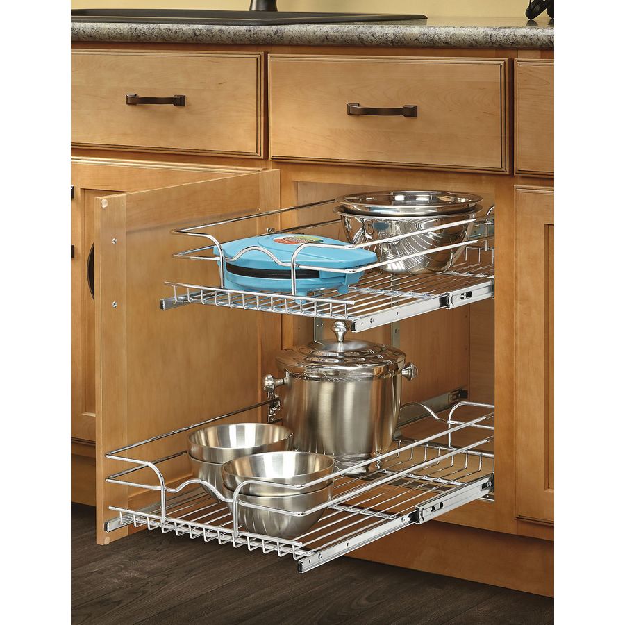 Rev-A-Shelf 14.75-in W x 19-in H Metal 2-Tier Pull Out Cabinet Basket at Lowes.com