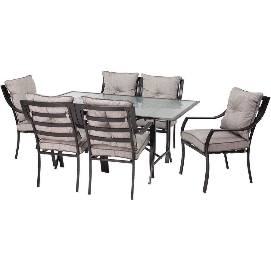 Hanover Lavallette 7 Piece Brown Metal Frame Patio Set With Silver