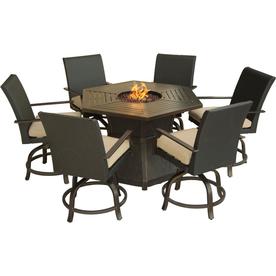 Hexagon Patio Dining Sets At Lowes Hanover Outdoor Furniture Aspen Creek 7 Piece Brown Metal Frame Patio Set With Natural Oat