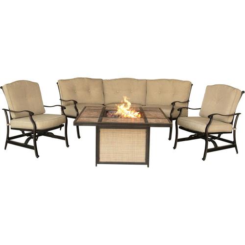 Hanover Traditions 4-Piece Metal Frame Patio Conversation Set with Cushions in the Patio ...