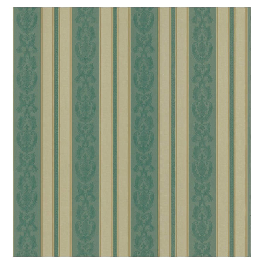 Brewster Wallcovering XV2083 Dark Green Scroll Stripe Wallpaper