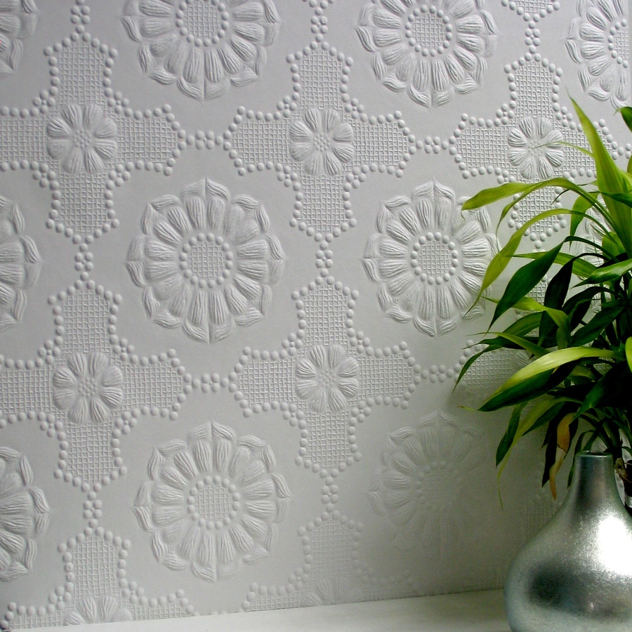 Brewster Wallcovering Anaglypta 56.4-sq ft Paintable Vinyl Textured Floral 3D Wallpaper at Lowes.com