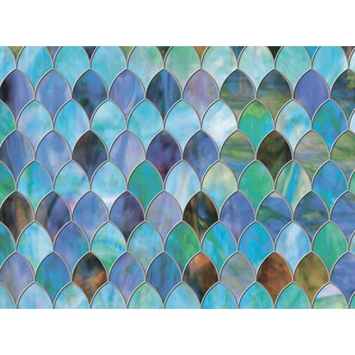 Brewster 12in W x 79in L Blue Geometric Decorative Window Film in the