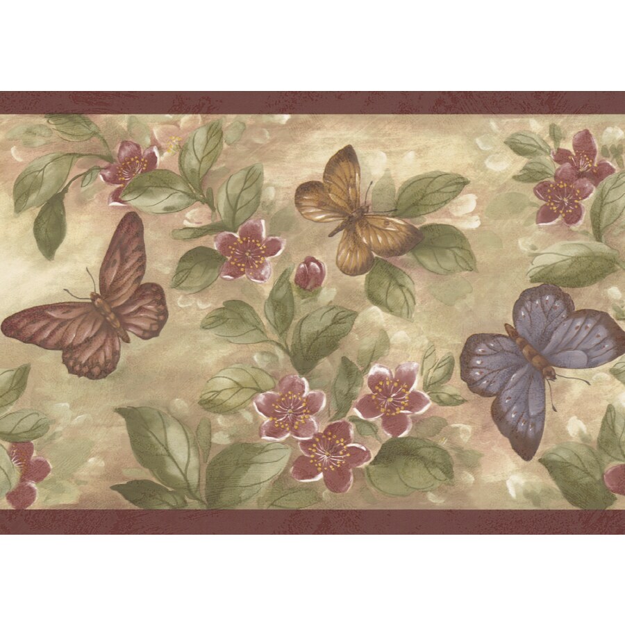Brewster Wallcovering BR7320 6-7/8" Butterflies Prepasted Wallpaper Border