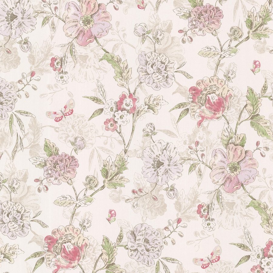 Brewster Wallcovering Kitchen and Bath Resource III 56-sq ft Pink Vinyl Floral Wallpaper at