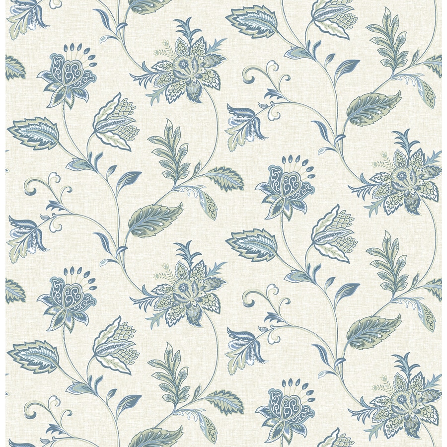 A-Street Prints Ami 56-sq ft Denim Non-Woven Floral Unpasted Wallpaper