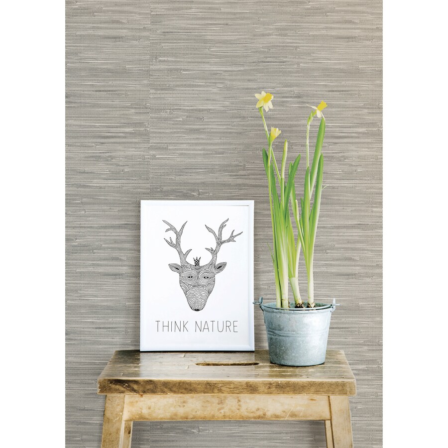 NuWallpaper Gray Vinyl Grasscloth Wallpaper at