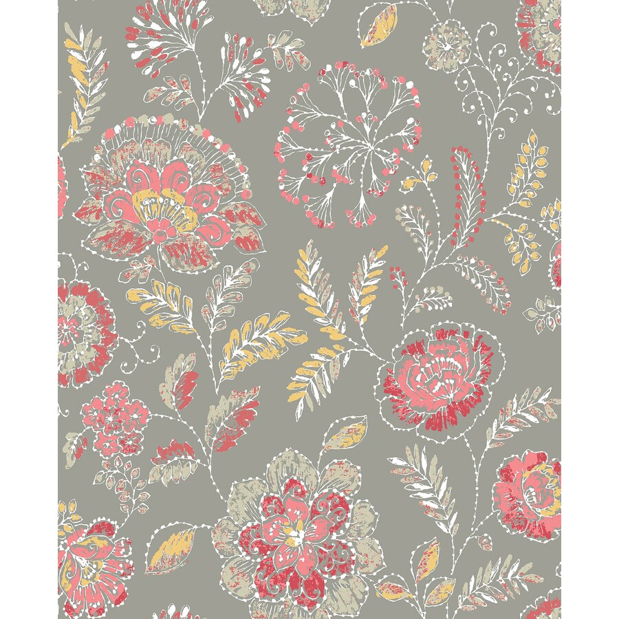 A-Street Prints Solstice 56.4-sq ft Coral Non-Woven Floral Unpasted