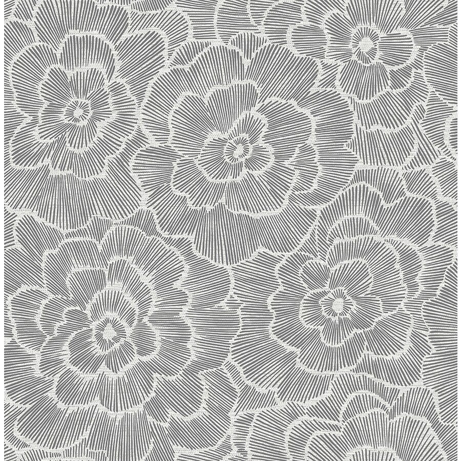 A-Street Prints Periwinkle Grey Textured Floral Wallpaper in the