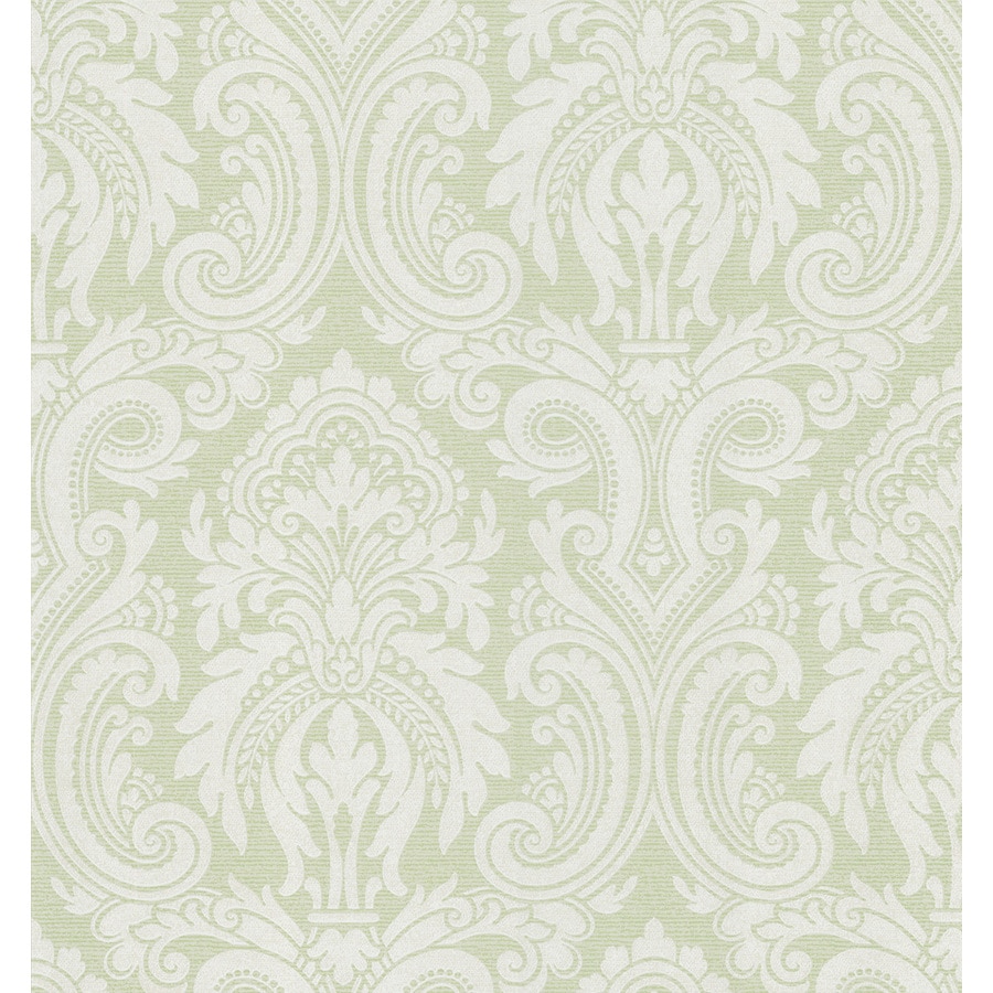 Brewster Wallcovering 33-sq ft Light Green Non-Woven Damask Wallpaper