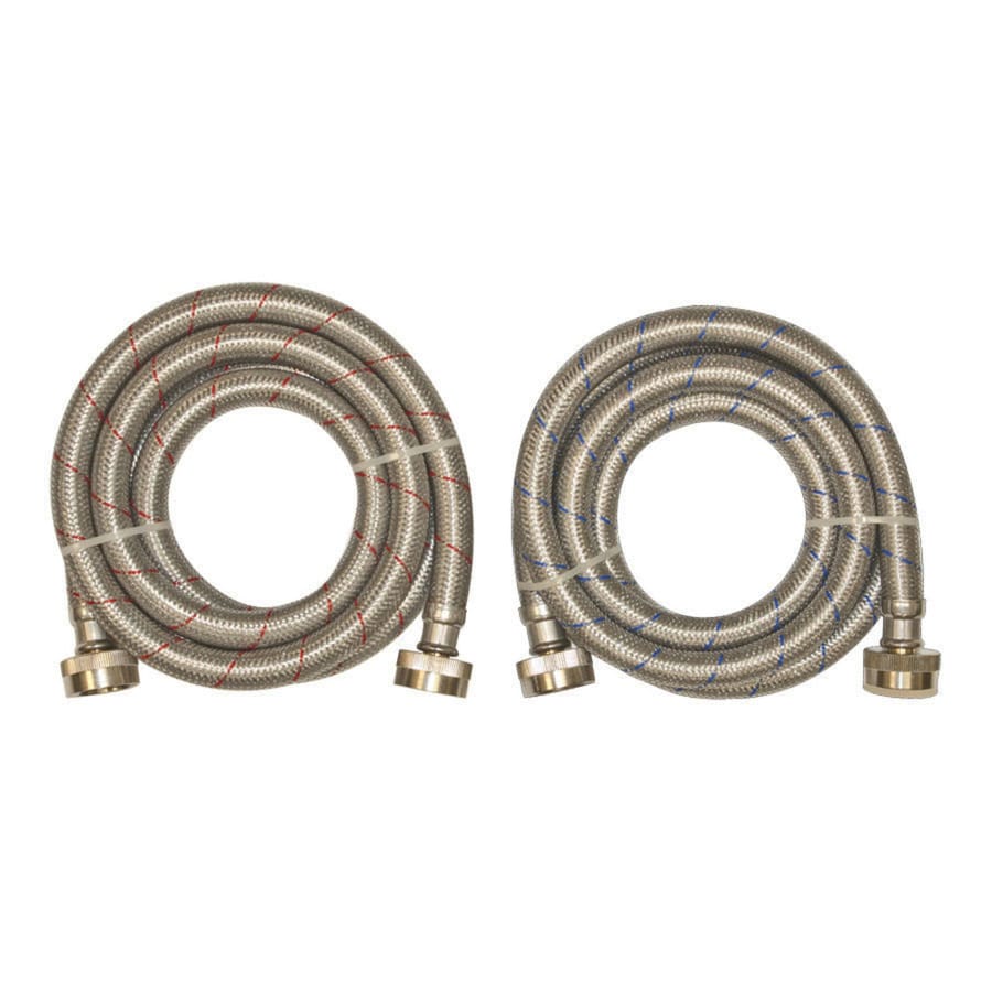 EASTMAN 2-Pack 6-ft 1500-PSI Braided Stainless Steel Washing Machine 6 Stainless Steel Washing Machine Fill Hose 2 Pack