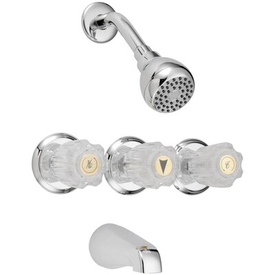 Ez Flo Traditional Chrome 3 Handle Bathtub And Shower Faucet With