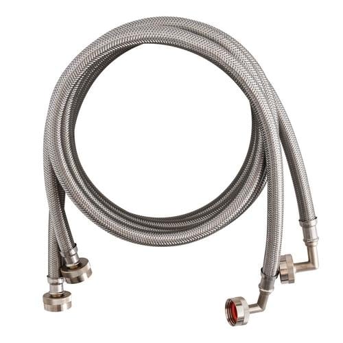 EASTMAN 2Pack 6ft 3/4in Fht Inlet x 3/4in Fht Outlet Stainless Steel Washing Machine