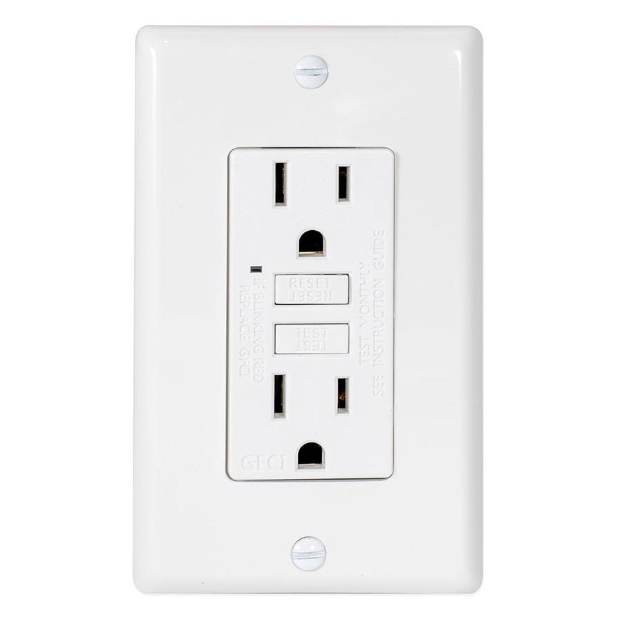 EZ-FLO White 15-Amp Duplex Recessed GFCI Residential Outlet with Wall ...