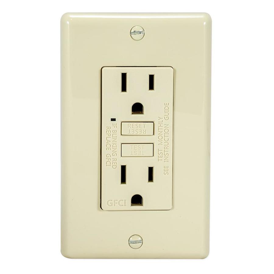 EZ-FLO Ivory 15-Amp Duplex Recessed GFCI Residential Outlet with Wall ...