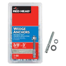 Red Head 50-Pack 3/8-in x 3-in Wedge Anchors (Screws Included)