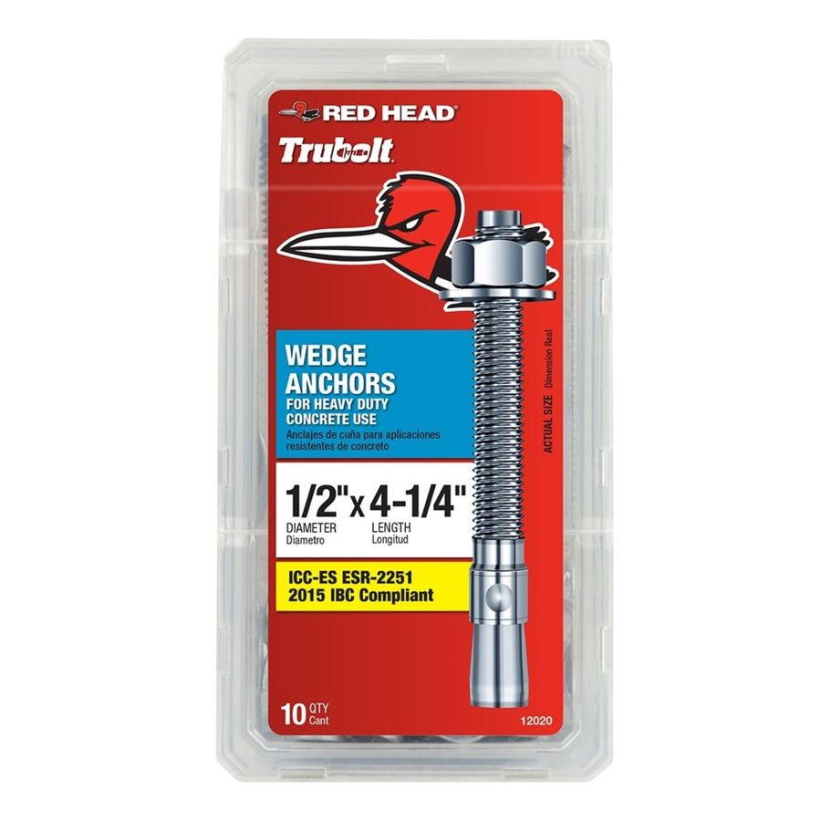 Red Head 10Pack 41/4in x 1/2in Wedge Anchors in the Concrete