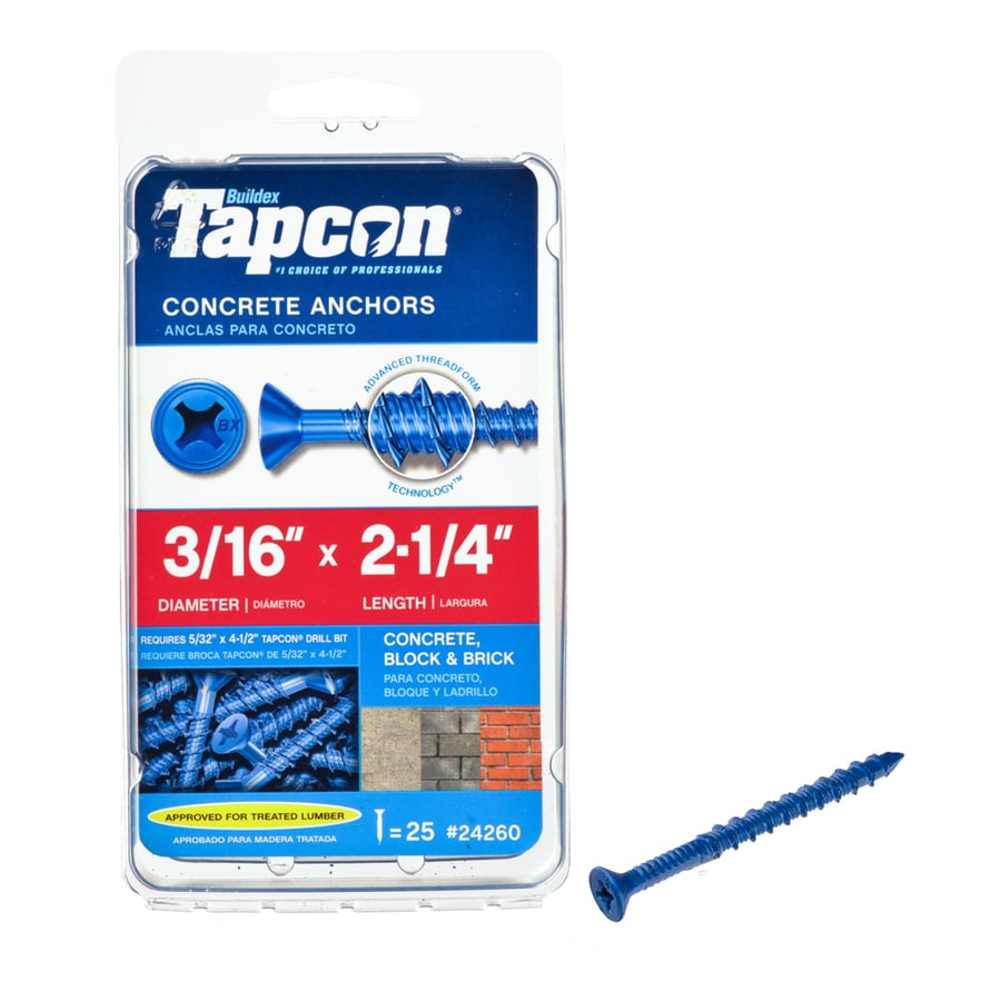 Tapcon 25-Pack 2-1/4-in x 3/16-in Concrete Anchors