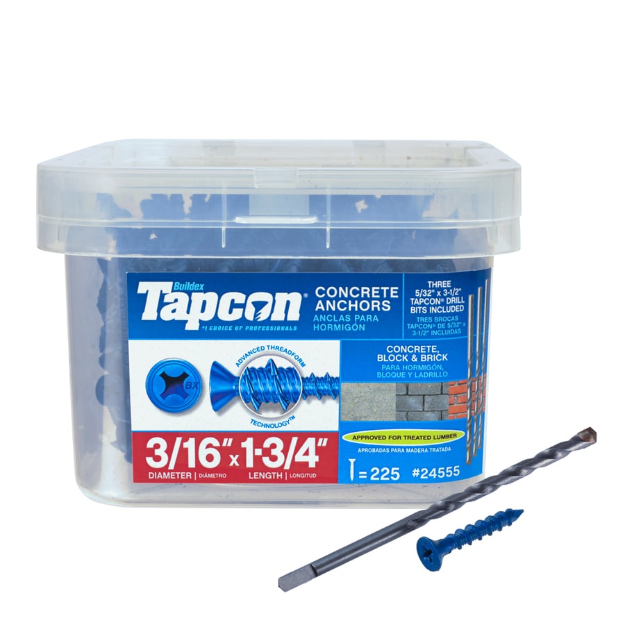 Tapcon 225Pack 13/4in x 3/16in Concrete Anchors at