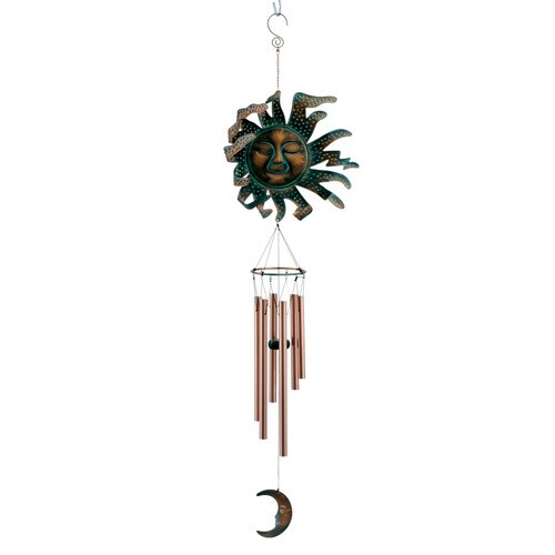 Garden Treasures 37in Verdigris Metal Sunface Wind Chime in the Wind