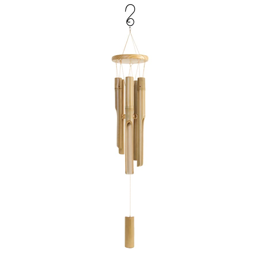 Garden Treasures 32.5-in Bamboo Natural Wind Chime at Lowes.com