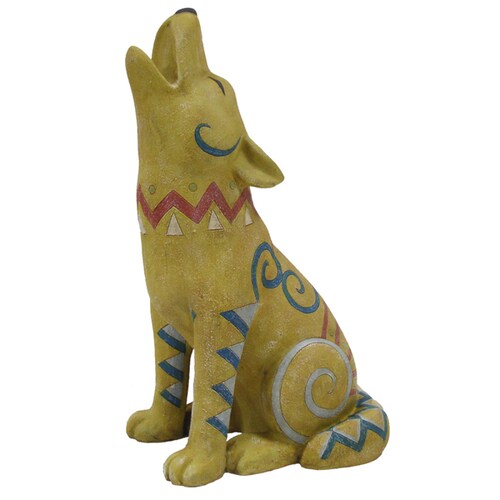 wooden coyote statue