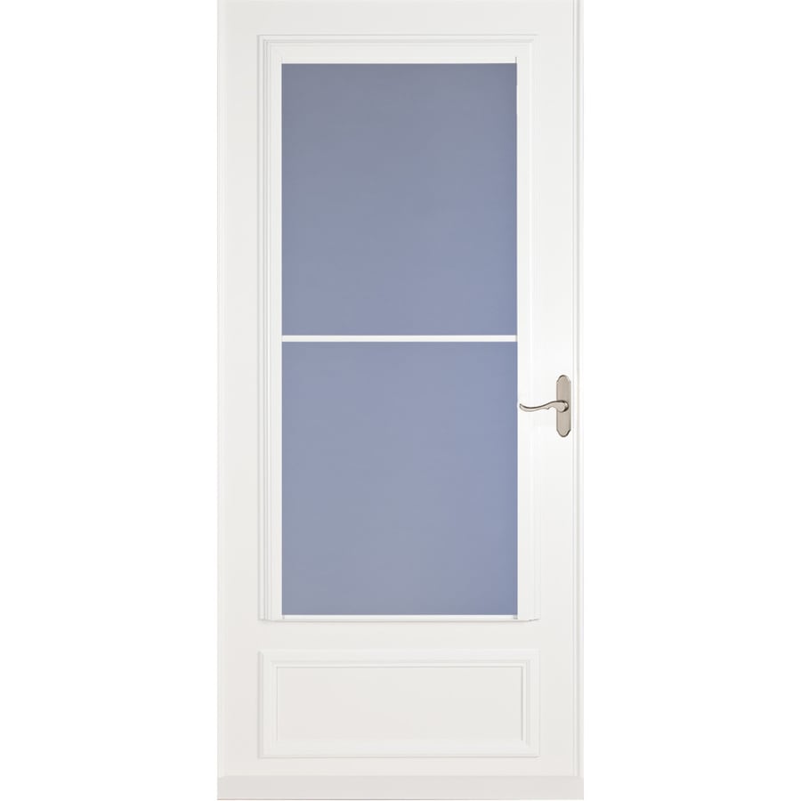 Savannah White Mid View Wood Core Storm Door Common 32 In X 81 In Actual 31 75 In X 79 875 In