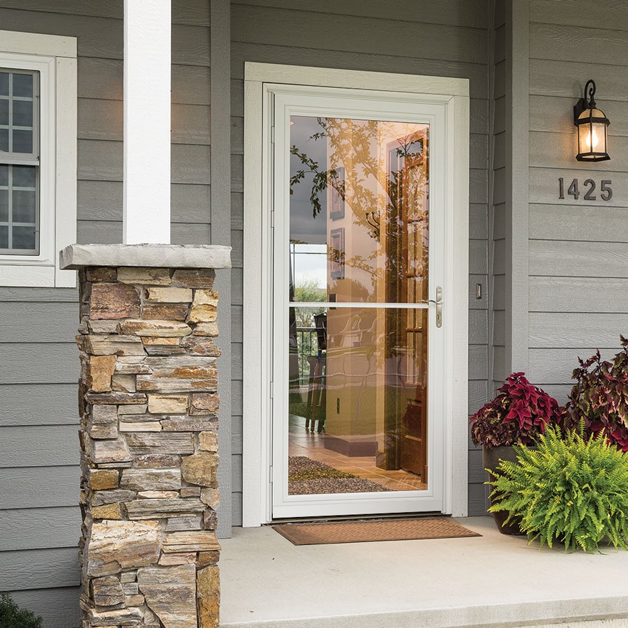 Pella Montgomery 32-in x 81-in White Full-View Aluminum Storm Door