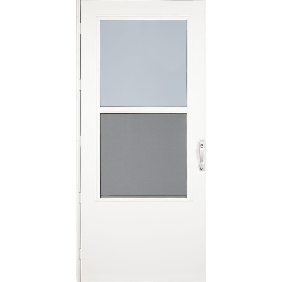 White Mid View Wood Core Storm Door Common 32 In X 81 In Actual 31 75 In X 79 875 In