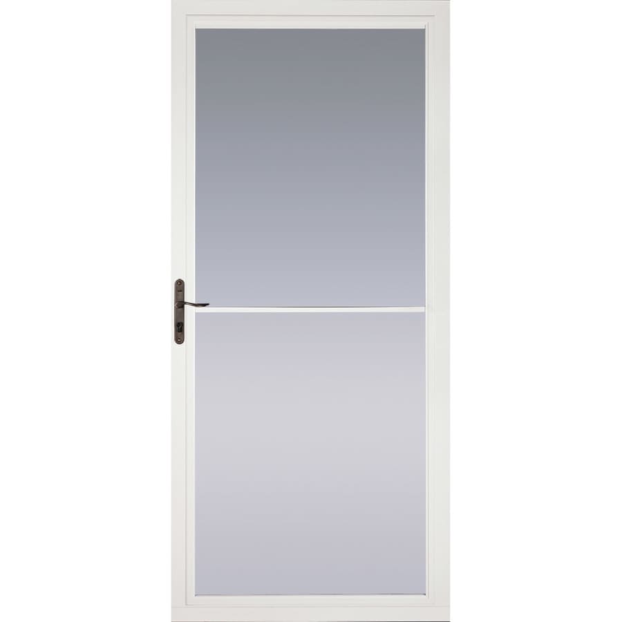 Pella Montgomery White Full-View Aluminum Storm Door with Retractable ...