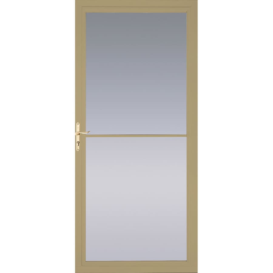 Pella Montgomery Tan FullView Aluminum Storm Door with Retractable